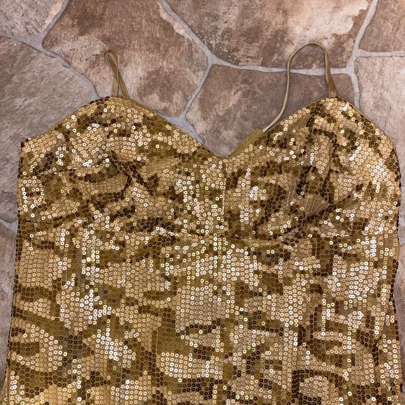 NWT Anthropologie Sequined Design Gold Midi Slip Dress, Size 20W - Picture 6 of 9